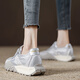 百麗踏系列品牌厚底透氣小蠻腰阿甘鞋女休閑透氣老爹鞋顯腳小運動(dòng)鞋 灰色 36