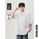 OEMG 重磅純棉色圓領(lǐng)短袖t恤男夏季新款潮牌寬松百搭五分袖情侶體恤衫 白色 XL 【建議135-150斤】