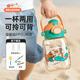 倍立欣PPSU雙飲杯幼兒園小學(xué)生運動上學(xué)大容量吸管杯兒童水杯子便攜水壺 橙色 550ml 贈【吸嘴*2+背帶】