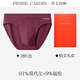 皮爾卡丹（pierre cardin）男士親膚爽滑內(nèi)褲莫代爾三角褲衩夏季吸濕透氣三角短褲頭 酒紅 XL (145-170斤）