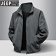 JEEP SPIRIT外套男春秋款2025新款休閑上衣服戶外運動夾克薄款單層沖風衣短款 深灰#8988 XL =130-145斤