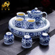 艾瑩嘉景德鎮(zhèn)陶瓷茶具套裝家用雙層防燙茶杯客廳辦公室青花瓷茶盤釉中彩 纏枝蓮茶具套裝（禮盒）-鷹嘴壺