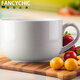 FANCYCHIC1L超大純色景德鎮(zhèn)陶瓷杯泡面碗可微波爐牛奶杯帶蓋帶勺燕麥馬克杯 高品質(zhì)純白健康1L
