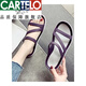 卡帝樂鱷魚（CARTELO）品牌真皮可濕水外穿拖鞋女2025新款度假涼拖軟底孕婦鞋海邊韓版沙 紫色(普通版) 37