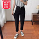 愛夸貓（AIKUAMAO）廣州新塘女式牛仔褲【4201人好評】哈倫牛仔褲女高腰長褲大碼春秋 【888】黑色 33 碼 建議【150-160斤】