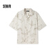 森馬（Semir）短袖襯衫男沙灘度假風(fēng)印花襯衣松弛感上衣含亞麻夏裝寬松垂感 咖色調00355 S
