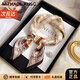 MITHAOL KUSC真絲絲巾女100%桑蠶絲2025杭州絲綢中秋節禮物送媽媽長(cháng)輩 卡其色【心想事