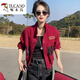 啄木鳥(niǎo)網(wǎng)紅炸街牛仔外套女2025春季新款洋氣減齡潮流顯瘦夾克上衣設計感棗紅色M 【建議100斤內】