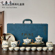 古晏瓷景德鎮(zhèn)新款汝窯茶具套裝新款泡茶專用功夫茶壺蓋碗茶杯喝茶高端汝 黃汝(荷塘月色/西施壺)8杯/整套+禮盒裝 16頭