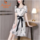 金狐貍品牌女裝夏季2025新款連衣裙子仿桑蠶絲仿真絲印花短袖 圖片色 M