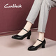 Carl Beck品牌圓頭中跟單鞋女2023軟牛皮工作鞋女真皮粗跟旗袍走秀高跟鞋女 黑色 5cm 35 225mm