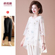 俞兆林母親節YX2026夏裝雪紡t恤新款中老年女裝時(shí)尚減齡短袖洋氣上衣闊 玉白色+266黑色褲子 2XL (建議110-125斤)