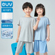 euv兒童睡衣莫代爾男女童夏季男孩女孩a類春秋薄款家居服中大童 藍(lán)條紋【短袖】 170