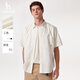 哈吉斯（HAZZYS）男裝 夏季【PHIZ系列】男襯衣工裝風(fēng)貼袋寬松短袖襯衫男 米黃色OW L （175/96A 48）