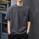 伍迪丹頓（WODYDATON）純棉短袖t恤男夏季潮牌寬松休閑半截袖體恤簡(jiǎn)約百搭多口袋上衣服 灰色 2XL 【130-150斤】