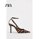 ZARA2025春季新品 女鞋 豹紋印花尖口淺口露跟高跟鞋穆勒鞋 豹紋 現(xiàn)貨秒發(fā) 38