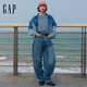 GAP女裝2025春季新款發(fā)泡logo純棉抽褶水洗圓領(lǐng)寬松短袖T恤727402 藍色 M (165/84A) 亞洲尺碼