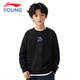 李寧童裝衛衣男大童2026春季新款防風(fēng)保暖圓領(lǐng)印花寬松青少年長(cháng)袖上衣 黑色39-8 150
