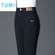 TUM!直筒牛仔褲女中年秋春秋冬加絨中年媽媽高腰彈力修身煙管褲顯瘦 黑色 春秋款 單褲 6XL 34碼 (2尺7)建議156-168斤