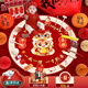 倍歡喜 一周歲抓周道具全套龍寶寶新中式地毯生日場(chǎng)景布置男孩女寶抓鬮 元寶龍毯+抓周22件套