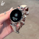 【真皮】適用華為GT5手表表帶watch5高級GT4鑲鉆gt5pro女款GT3pro 【雙面真皮】米白色銀扣 GT5/GT4【41/42mm表盤】接口18mm