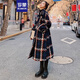 羅蒙小香風格子毛呢外套女秋冬中長款2023年新款高級感粗花呢子大衣厚 藍格 L 推薦 120-140斤