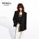 MO&Co.【C+系列】西裝春綿羊毛輕絨肌理墊肩外套MBE1BLA002 黑色 M