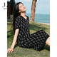 玖姿·安娜蔻復(fù)古簡(jiǎn)約草莓提花POLO領(lǐng)針織連衣裙女2025夏季新款 花黑 L