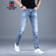 AEMAPE/美國蘋(píng)果 藍色牛仔褲男士高端修身小腳長(cháng)褲韓版潮流百搭休閑男褲 藍色 30