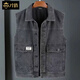 才俏潮牌牛仔馬甲外套男春秋季新款潮流百搭寬松坎肩男士無(wú)袖工裝夾克 灰色馬甲 2XL [145-160斤]