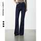 朗姿復古典雅喇叭褲高級感氣質(zhì)通勤長(cháng)褲女士冬季新款牛仔褲 暮色藏藍色2加絨 XL