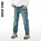 ABLE JEANS【直筒滑板褲】秋冬新款男裝復古寬松百搭顯高加厚水洗牛仔褲男士 黃泥藍 34 /34(90-95kg）