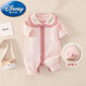 迪士尼（Disney）嬰兒衣服連體衣女寶寶洋氣繡花爬服秋冬滿月公主服套裝 粉色 66cm