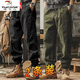啄木鳥(niǎo)（TUCANO）美式重磅復古工裝褲子男春秋寬松大碼潮牌休閑褲男闊腿束腳哈倫褲 2條裝【黑色+軍綠】 新年戰袍 3XL 【165-180斤】