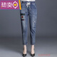 東方鴨時(shí)尚媽牛仔褲女2023春秋新款哈倫九分女褲洋氣彈力松緊高腰褲子 3941【繡花九分】牛仔藍 30 碼【建議120-130斤】