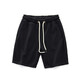 倉石一樹(shù)潮牌日系重磅純棉短褲男夏季新款純色休閑針織五分褲寬松直筒中褲 黑色 3XL