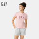 GAP女裝2025春季新款純棉發(fā)泡膠印logo短袖T恤常規(guī)休閑上衣727460 淡粉色 M (165/84A) 亞洲尺碼