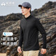 拓路者運(yùn)動(dòng)速干衣男夏季款戶外半開襟立領(lǐng)長袖t恤棉感上衣純色速干t恤 黑色 M