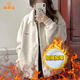 派吉鯊慵懶風寬松學生早秋毛呢外套女美式衛(wèi)衣加絨棒球服夾克上衣春秋款 圖片色 加絨 M 90-100