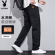 花花公子（PLAYBOY）牛仔褲男款春夏季休閑褲子男士寬松直筒男裝潮流長褲 黑色 4XL
