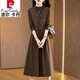 皮爾卡丹（pierre cardin）貴婦人品牌連衣裙秋季女裝2025新品秋裝時(shí)尚洋氣減齡長(cháng)袖兩件裝裝 咖色 【三件裝】 3XL【建議135-150斤】