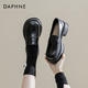 達(dá)芙妮（DAPHNE）官方 樂福鞋女2025新款英倫風(fēng)女鞋厚底粗跟小皮鞋一腳蹬單鞋女 黑色海鷗【5cm啞光單里款】 37