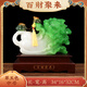 百財聚來玉白菜擺件金蟾客廳玄關(guān)電視酒柜店鋪裝飾品開業(yè)禮物 中號百財聚來(長約34厘米)