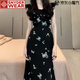 SNYDER WEAR法式小飛袖碎花女裝連衣裙夏天女2025年新款溫柔穿搭黑色收腰長裙 黑色連衣裙 S 40/45kg