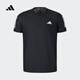 阿迪達斯 （adidas）男子圓領(lǐng)反光速干跑步運動(dòng)條紋短袖透氣T恤舒爽5公里馬拉短袖T恤 JY8583 XL