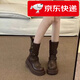 大東薇DADONGWEI棕色復古美拉德厚底馬丁靴女款2024新款秋冬英倫風顯瘦增高短靴子 棕色 36