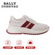 巴利（BALLY）休閑女鞋新款女士織物配皮網(wǎng)眼紅白條紋系帶運動(dòng)鞋休閑鞋 6300253 白色 39