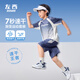 左西男童套裝速干運(yùn)動夏裝2025新款兒童短袖籃球服兩件套潮 藍(lán)色 150