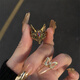 識(shí)易中古vintage黑金色復(fù)古立體狐貍戒指栩栩如生高級(jí)酷颯食指戒飾品 狐貍戒指