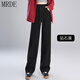 MR.DE崔萬(wàn)志五只白鵝闊腿褲直筒褲冬季寬松加絨加厚保暖休閑褲 純黑色 3XL